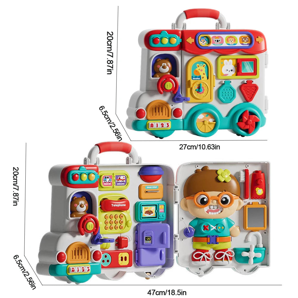 Baby Busy Board Montessori Early Educational Toys 3D Music Simulate Switch Multifunction Educational Travel Toys for Fine Motor