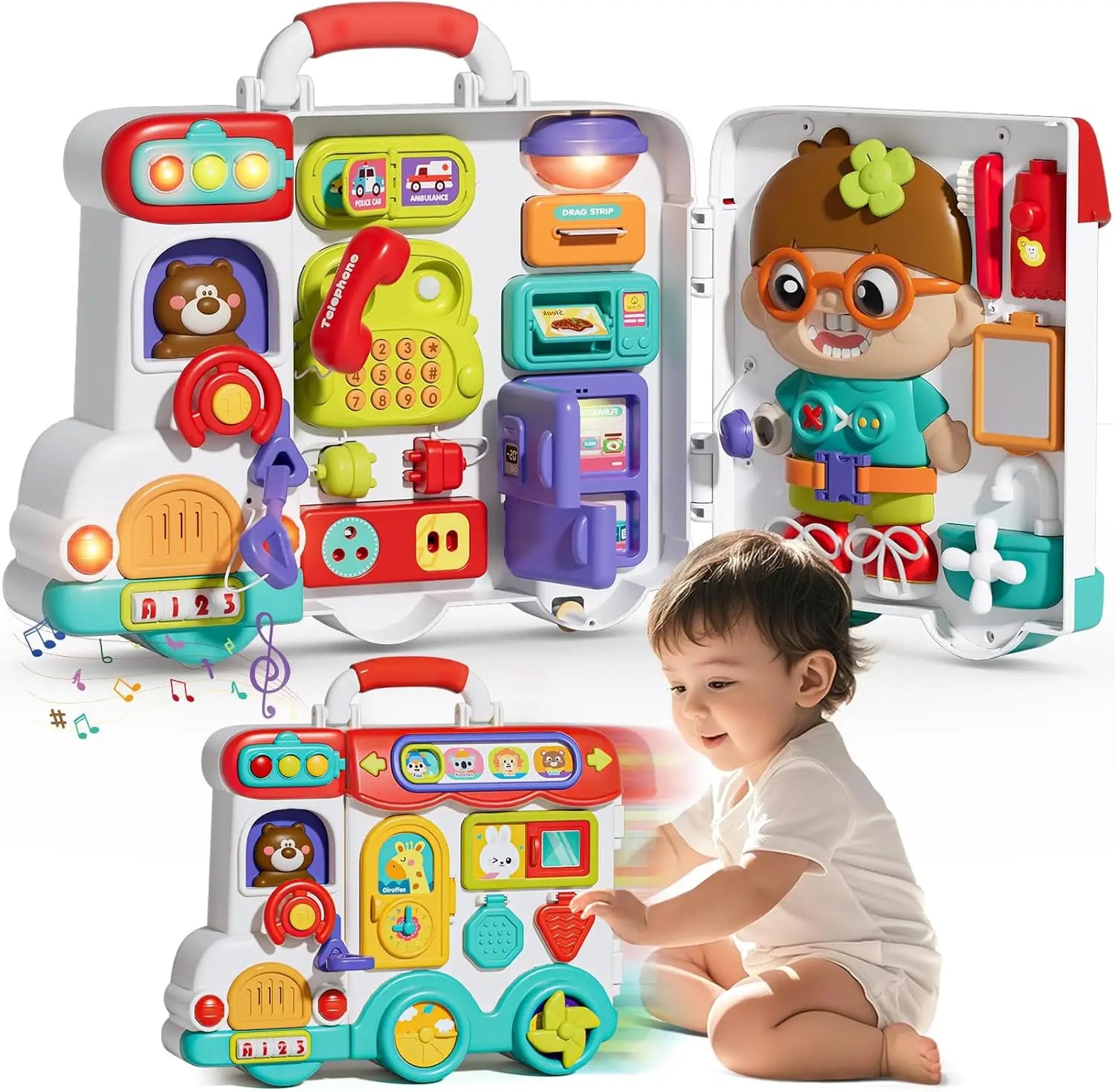 Baby Busy Board Montessori Early Educational Toys 3D Music Simulate Switch Multifunction Educational Travel Toys for Fine Motor