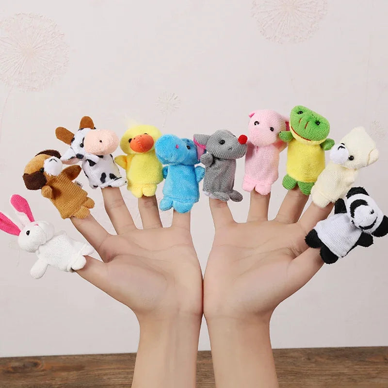 Baby Finger Puppet Plush Toy Cartoon Animal Family Role Play Tell Story Cloth Doll Educational Toys for Children Kids