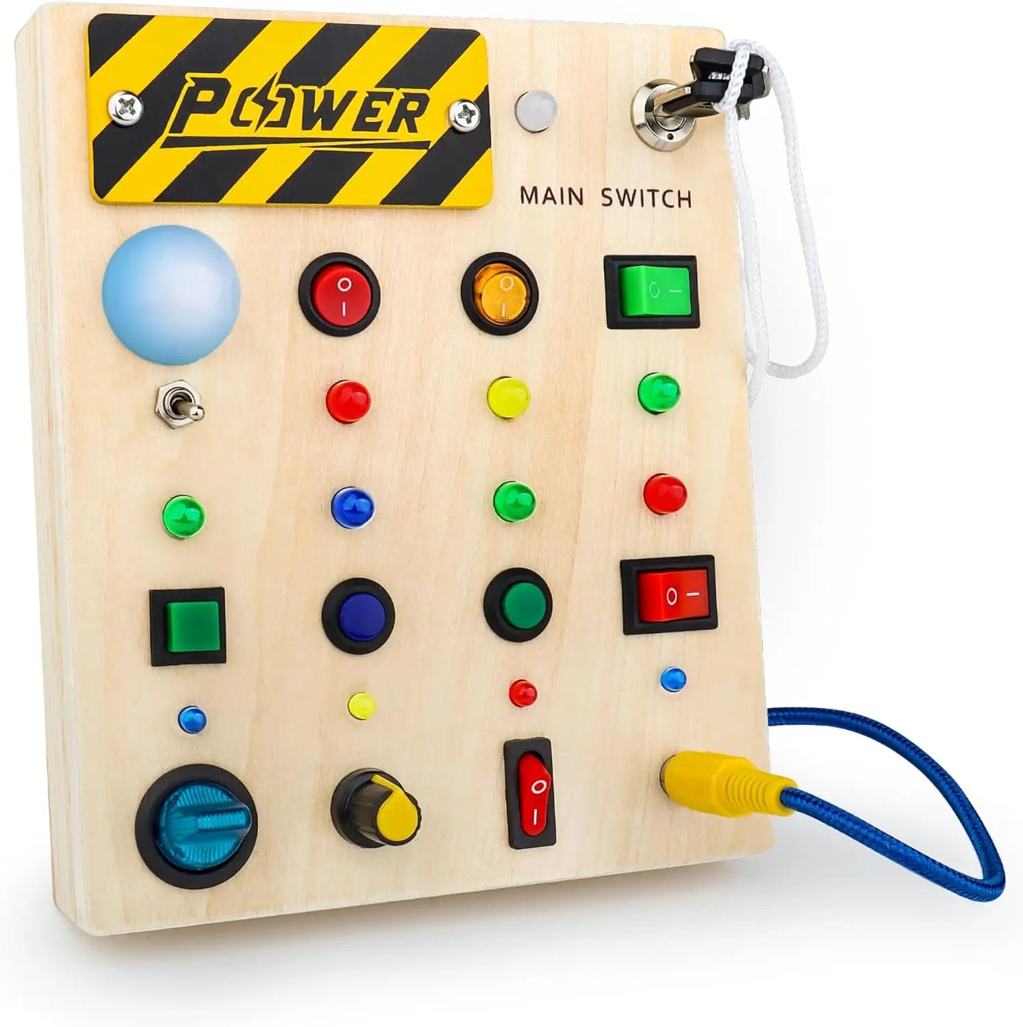 Montessori Toddler Toys Baby Wooden Busy Board Sensory Toys with Light Switch Control Board Fine Motor Activities Toys for Kids