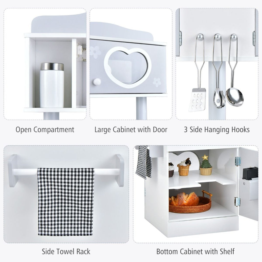 Double-Sided Kid'S Play Kitchen Set with Stove and Sink