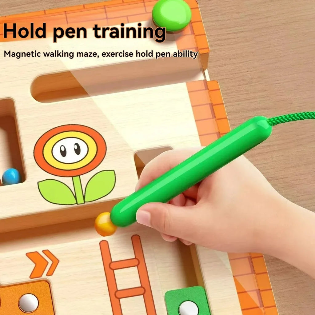 Magnetic Maze 2-In-1 STEM Toy for Ages 3-6, Develops Fine Motor Skills & Concentration