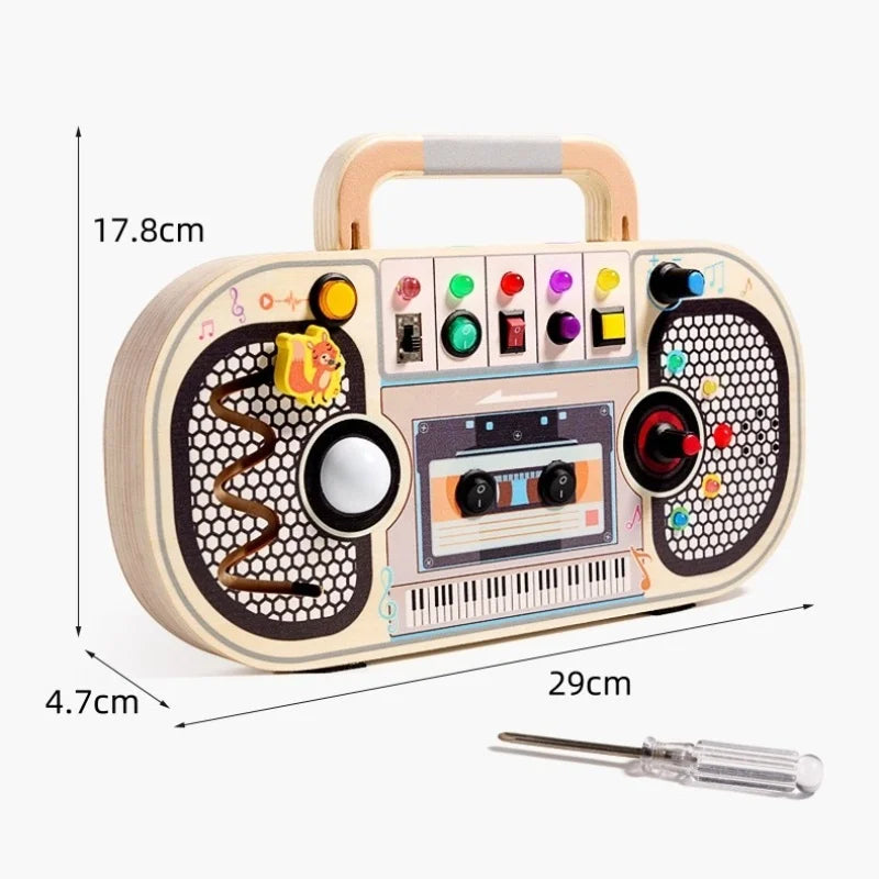 Montessori Toddler Toys Baby Wooden Busy Board Sensory Toys with Light Switch Control Board Fine Motor Activities Toys for Kids