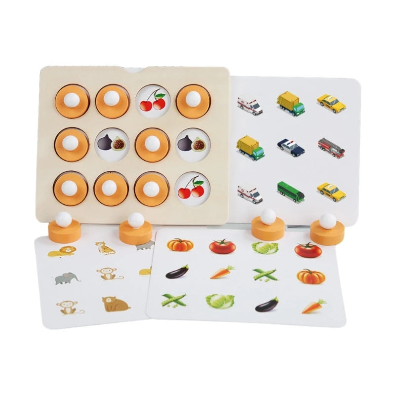 Montessori Memory Match Chess Game 3D Puzzles Wooden Early Educational Family Party Casual Interaction Game Toy for Children Kid