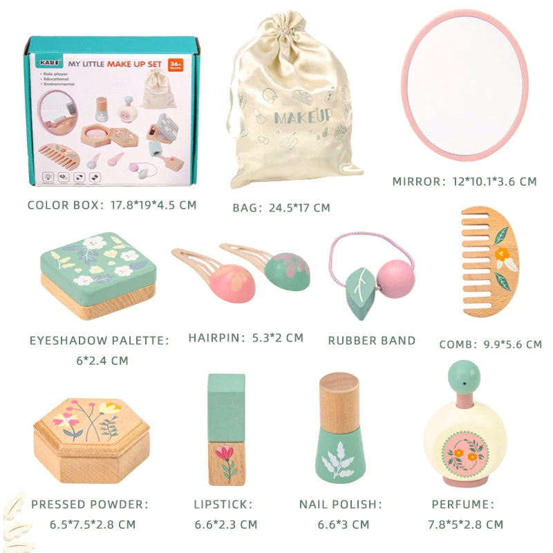 Wooden Pretend Play Makeup Toys Simulation Makeup Set Girls Makeup Dressing Table Cosmetics Toys Birthday Gifts for Children