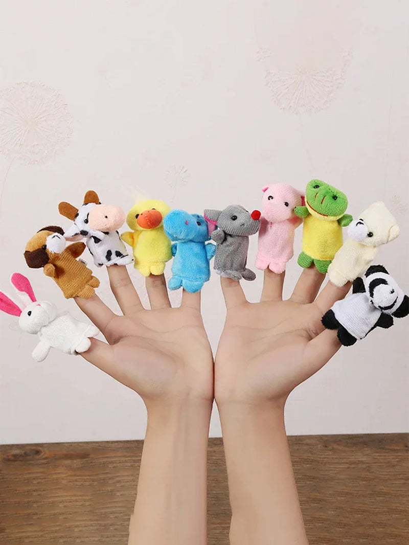 Baby Finger Puppet Plush Toy Cartoon Animal Family Role Play Tell Story Cloth Doll Educational Toys for Children Kids