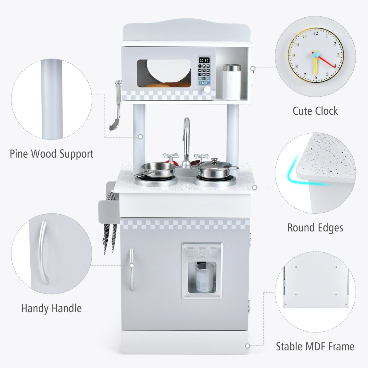 Double-Sided Kid'S Play Kitchen Set with Stove and Sink
