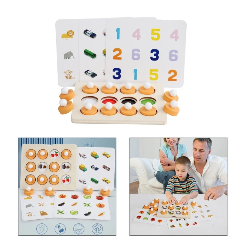 Montessori Memory Match Chess Game 3D Puzzles Wooden Early Educational Family Party Casual Interaction Game Toy for Children Kid