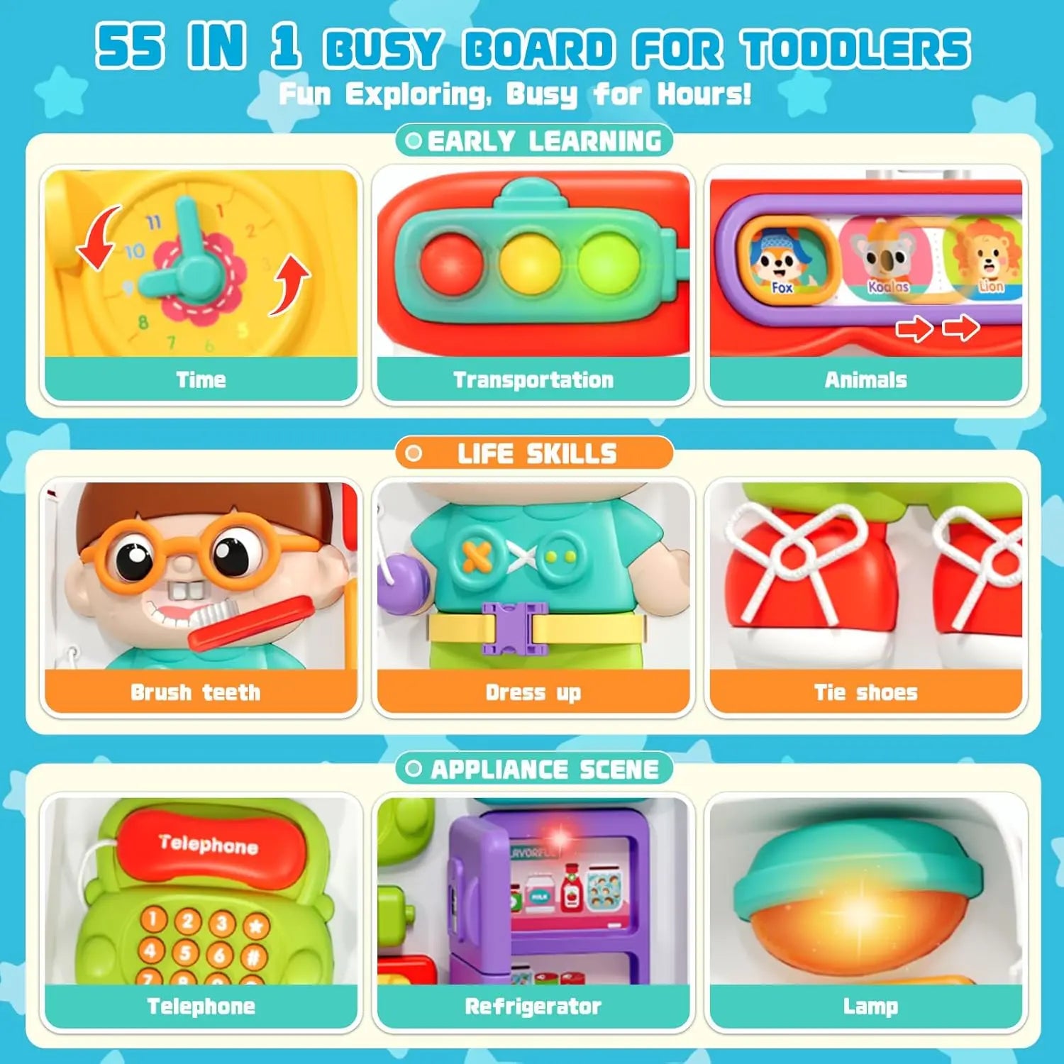 Baby Busy Board Montessori Early Educational Toys 3D Music Simulate Switch Multifunction Educational Travel Toys for Fine Motor