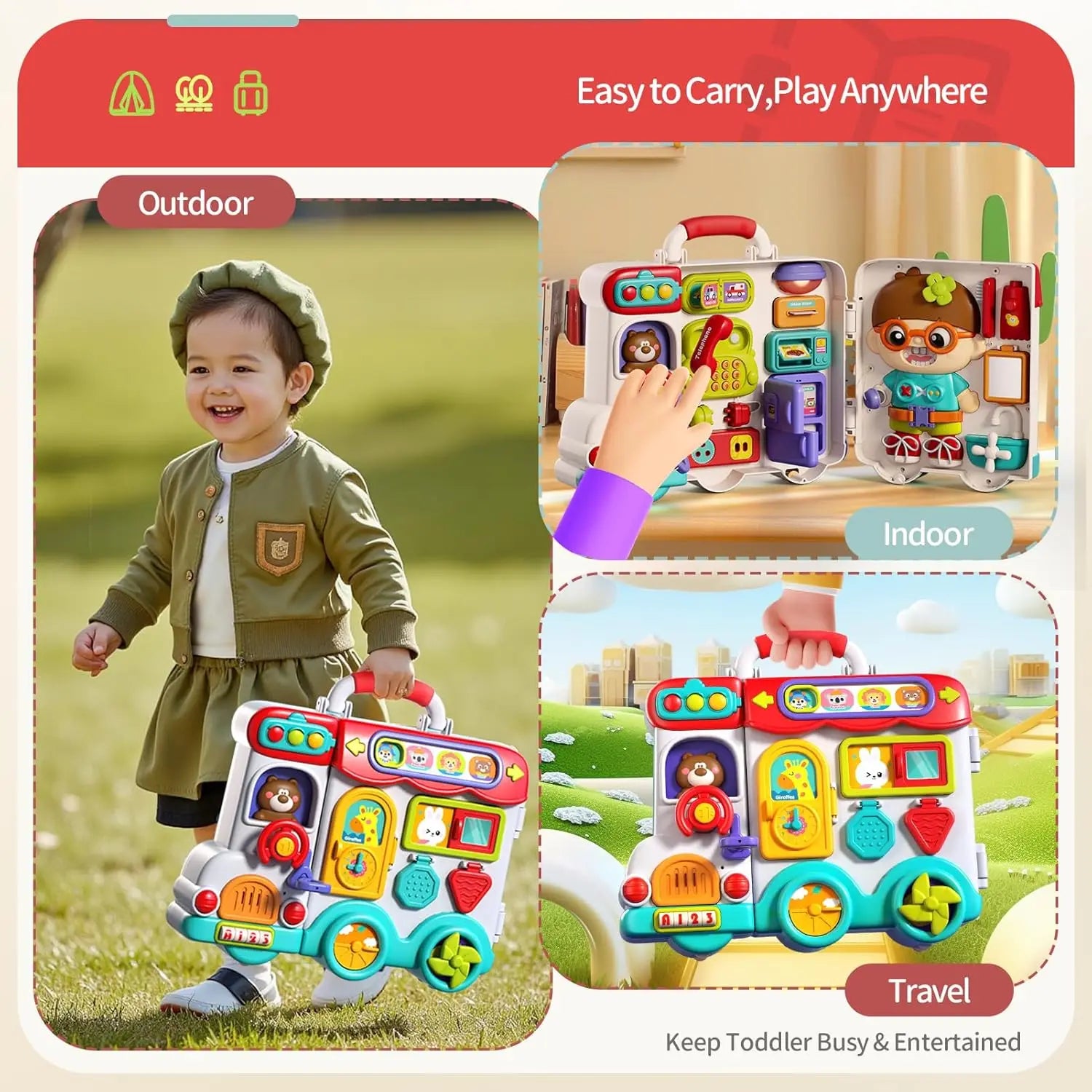 Baby Busy Board Montessori Early Educational Toys 3D Music Simulate Switch Multifunction Educational Travel Toys for Fine Motor
