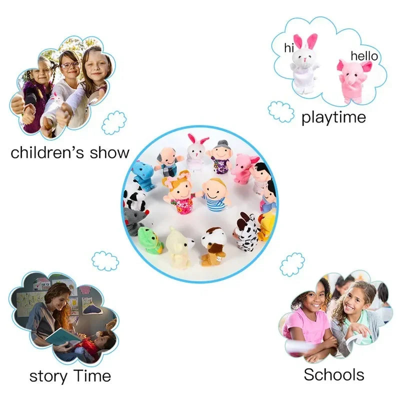 Baby Finger Puppet Plush Toy Cartoon Animal Family Role Play Tell Story Cloth Doll Educational Toys for Children Kids