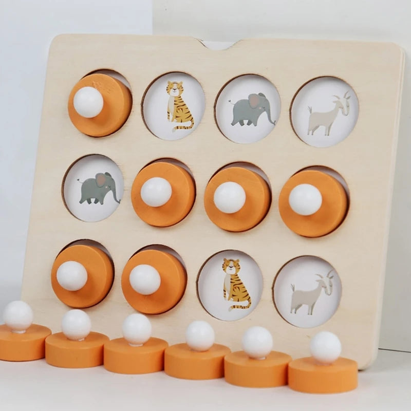 Montessori Memory Match Chess Game 3D Puzzles Wooden Early Educational Family Party Casual Interaction Game Toy for Children Kid