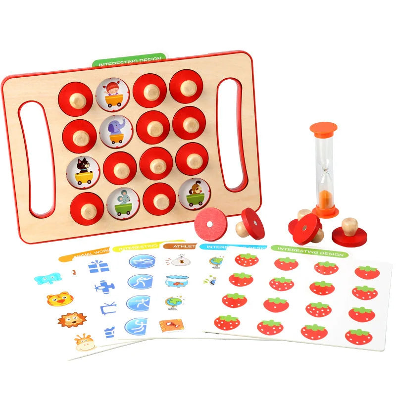 Montessori Memory Match Chess Game 3D Puzzles Wooden Early Educational Family Party Casual Interaction Game Toy for Children Kid